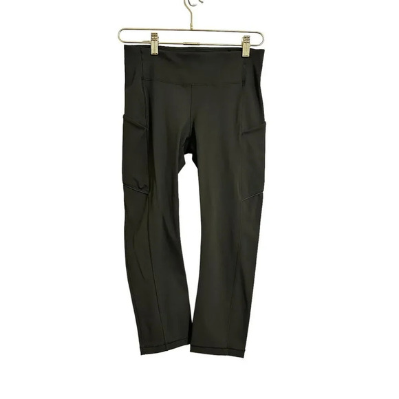 Lululemon Speed Up Crop 21"‎ Women's 6 Dark Olive Stretch Breathable Gym - Picture 2 of 7